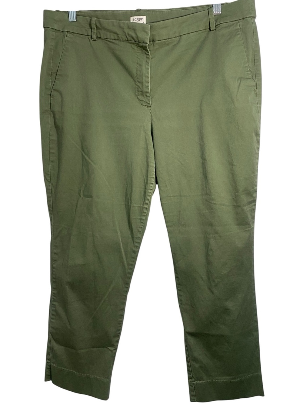 J Crew Olive Green Cropped Cotton Blend Pants